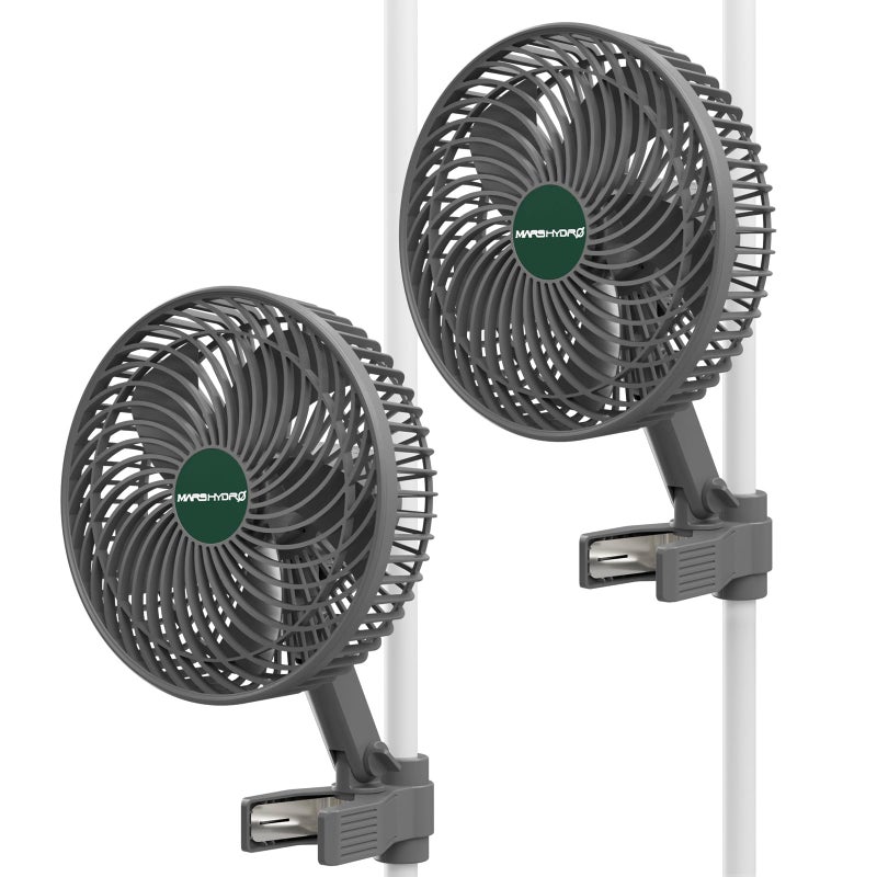 MARS HYDRO Updated 2-Pack M6 Grow Tent Fan, A powerful Oscillating Clip Fan with Low Noise for Hydroponic Plants and Ventilation Circulation with convenient APP/WiFi Control. - Image 1