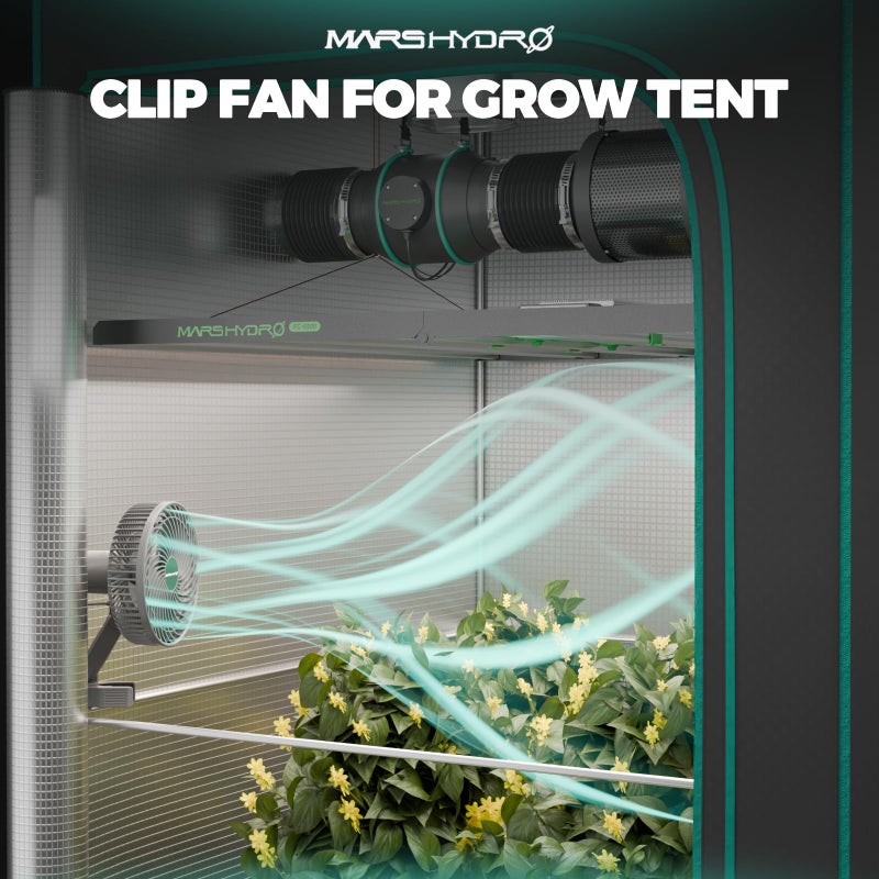 MARS HYDRO Updated 2-Pack M6 Grow Tent Fan, A powerful Oscillating Clip Fan with Low Noise for Hydroponic Plants and Ventilation Circulation with convenient APP/WiFi Control. - Image 2