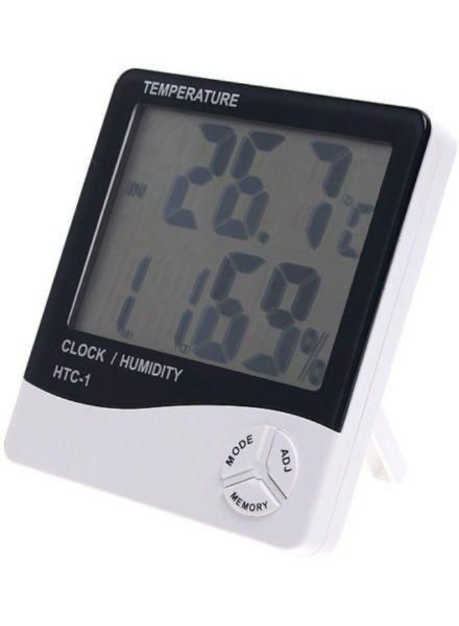 الجهاز الذكي ميزان حرارة إلكتروني لقياس درجة الحرارة والرطوبة مع ساعة وشاشة LCD - Image 2