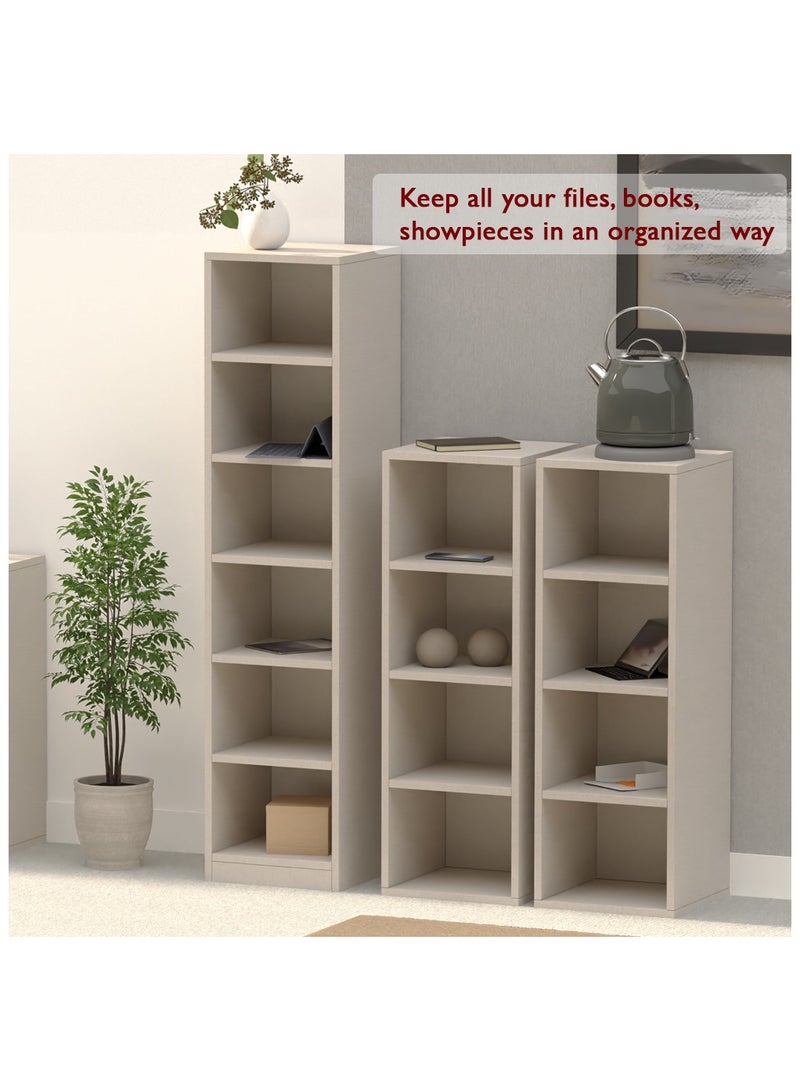 Mahmayi Mahmayi Wooden Storage Display Shelves 4-Tier Freestanding, Box Shelves, Top Shelf for Decoration Ideal for Storing and Displaying your possessions - Light Grey - Image 3