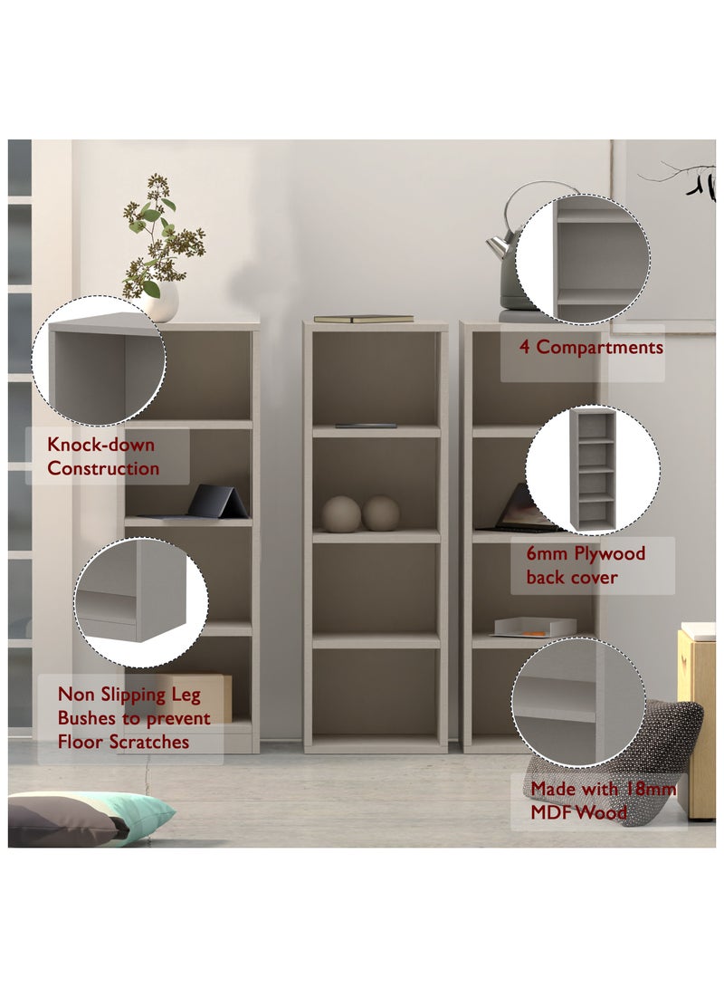 Mahmayi Mahmayi Wooden Storage Display Shelves 4-Tier Freestanding, Box Shelves, Top Shelf for Decoration Ideal for Storing and Displaying your possessions - Light Grey - Image 4