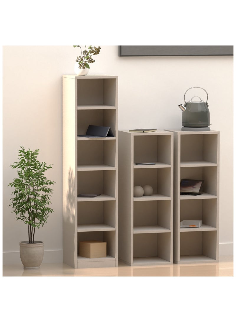 Mahmayi Mahmayi Wooden Storage Display Shelves 4-Tier Freestanding, Box Shelves, Top Shelf for Decoration Ideal for Storing and Displaying your possessions - Light Grey - Image 5