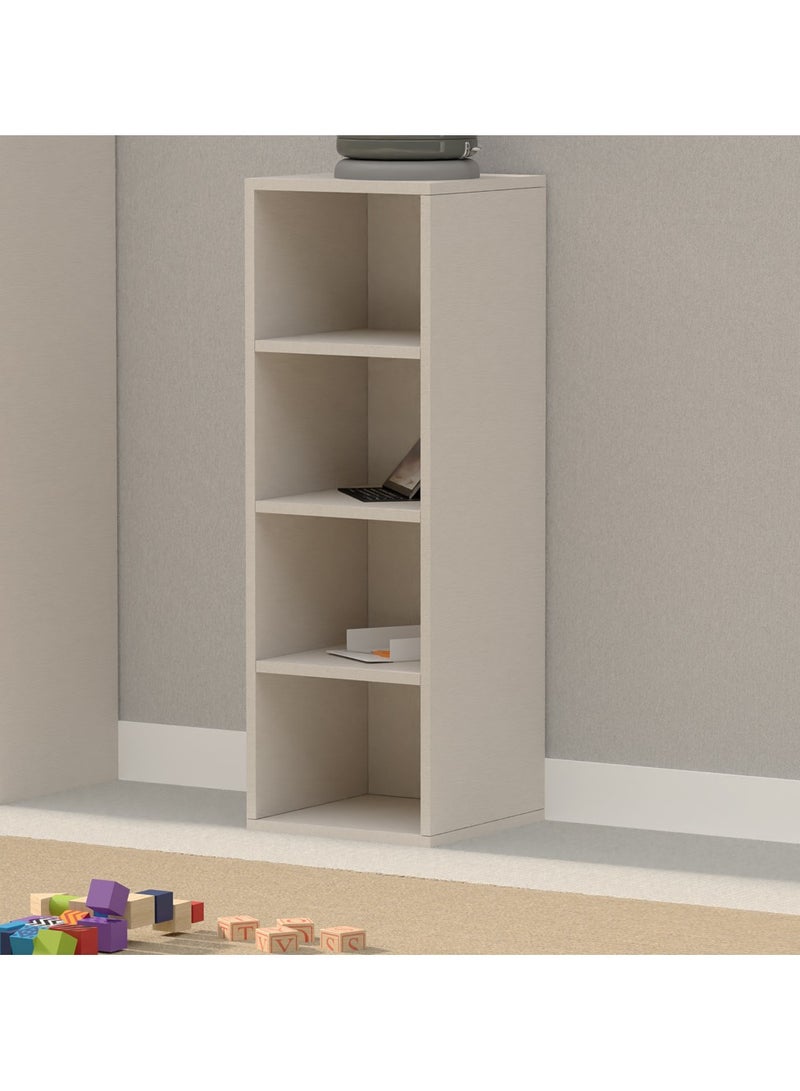 Mahmayi Mahmayi Wooden Storage Display Shelves 4-Tier Freestanding, Box Shelves, Top Shelf for Decoration Ideal for Storing and Displaying your possessions - Light Grey - Image 2