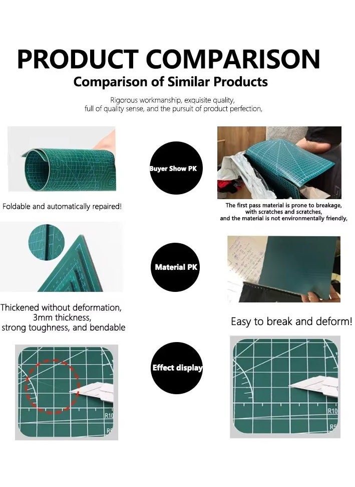 Generic Self Healing Cutting Mat A4 Double Sided Craft Cutting Board PVC Art Engraving Board Paper Carving Pad Grid with scale High Elasticity Toughness for Art Tool Scrapbooking Quilting Sewing DIY  - Image 5