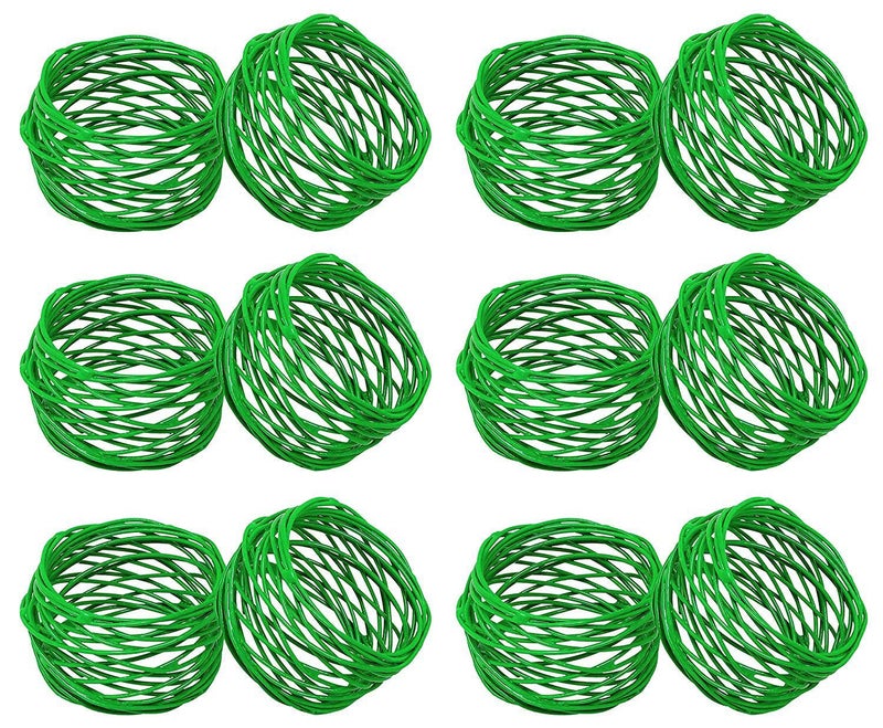 SKAVIJ Handmade Twisted Wire Mesh Napkin Rings Holders Decor Dinner Party Wedding Thanksgiving Christmas Gathering (Green 12pcs) - Image 1