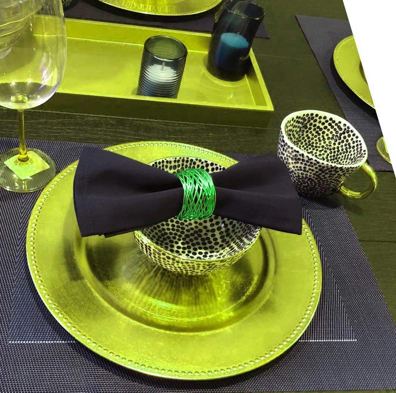 SKAVIJ Handmade Twisted Wire Mesh Napkin Rings Holders Decor Dinner Party Wedding Thanksgiving Christmas Gathering (Green 12pcs) - Image 3
