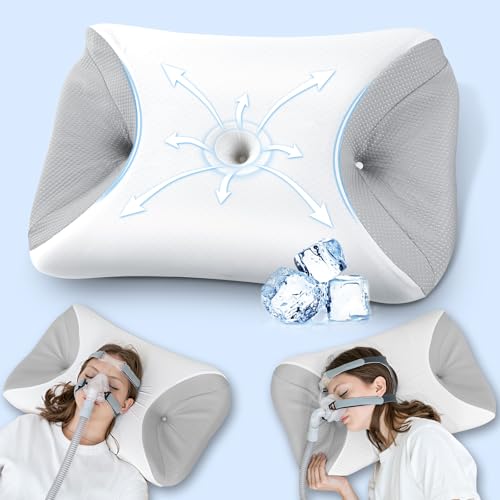 وسادة HOMCA CPAP للنوم الجانبي وسادة عنق رقبية لجميع مستخدمي أقنعة CPAP لتقليل تسرب الهواء وضغط الأقنعة وسادة ميموري فوم مريحة مثالية للنائمين على الجانب والظهر