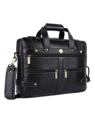 HAMMONDS FLYCATCHER Genuine Leather Office Bag For Men - Laptop Bag For Men With Padded Laptop Sleeve - Fits 15.6 Laptop - Adjustable Strap - Leather Bag For Men With 1 Year Warranty, Black - pzsku/Z8E1015F744E170A67AD4Z/45/_/1741329959/4375c3ee-ee41-4faa-b593-51ae532e1b25