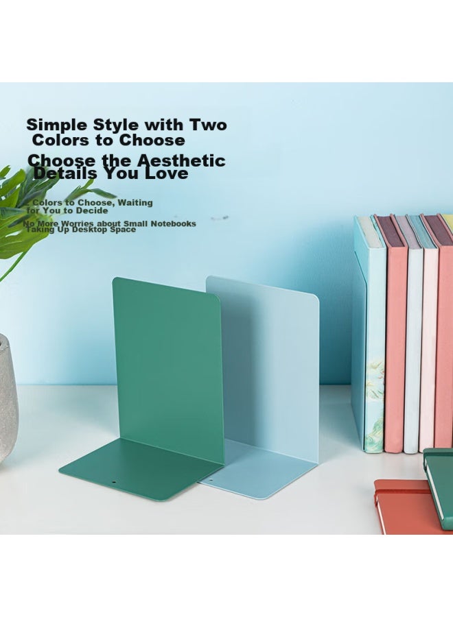 Deli 18cm High Minimalist Metal Desktop Bookend Organizer Shelf, Desk Book Holder, Book Stop Clip, 2 Pieces/green 78650 - Image 4