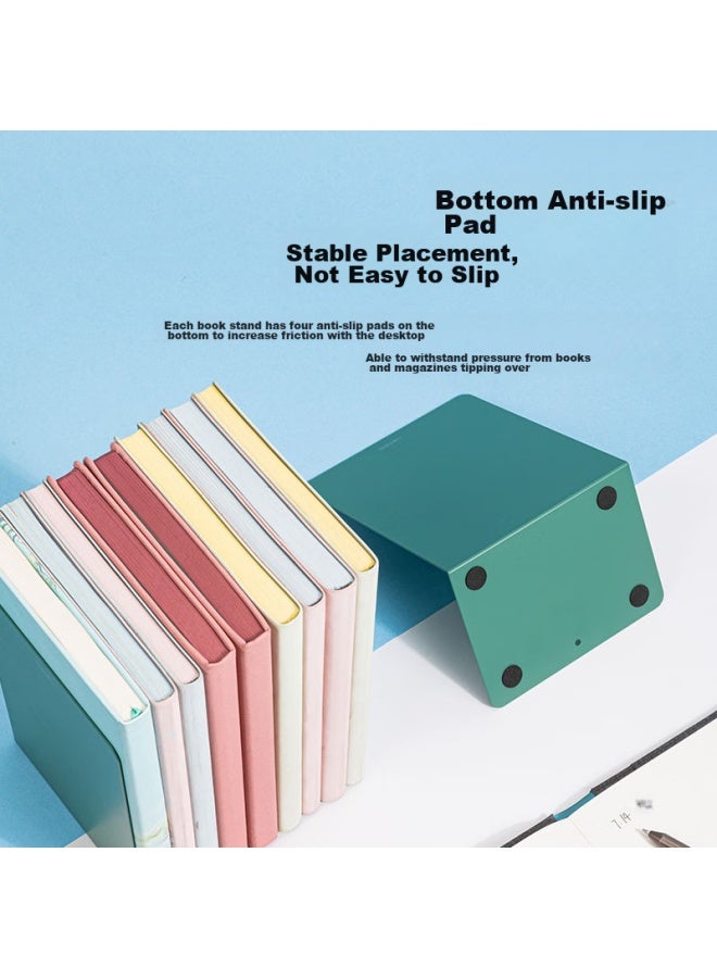 Deli 18cm High Minimalist Metal Desktop Bookend Organizer Shelf, Desk Book Holder, Book Stop Clip, 2 Pieces/green 78650 - Image 2