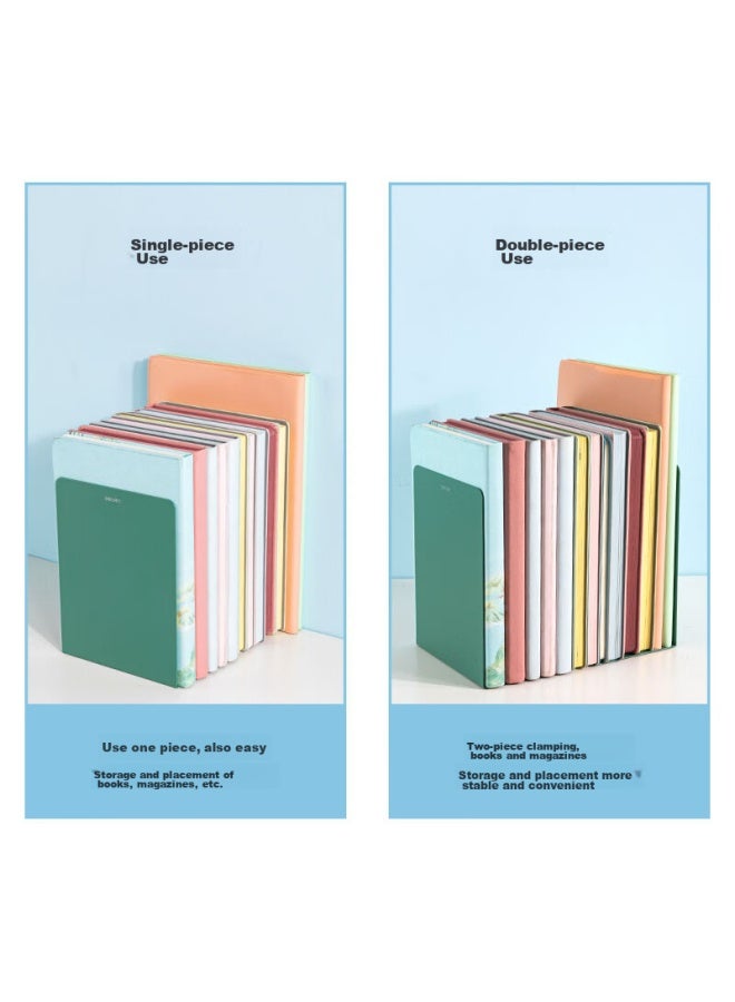 Deli 18cm High Minimalist Metal Desktop Bookend Organizer Shelf, Desk Book Holder, Book Stop Clip, 2 Pieces/green 78650 - Image 3