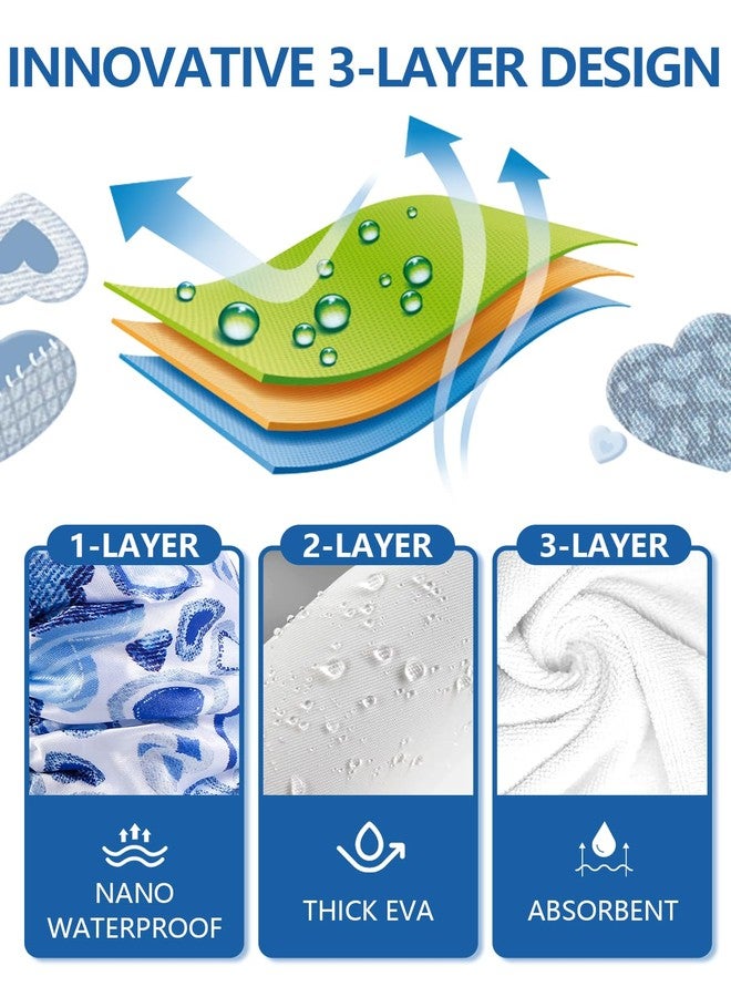 Years calm Terry Lined Shower Cap, Triple Layer Heart Motifs,Waterproof Reusable Elastic,Hair Shower Cap for Women,Terry Cloth Shower Caps for Spa,Clean,Trave (Blue, One Size) - Image 3