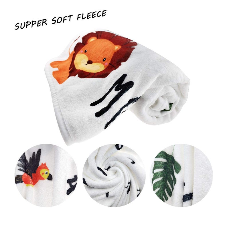 Tebaby Baby Monthly Milestone Blanket Boy - Jungle Animals Neutral Newborn Month Blanket for Boy & Girl Personalized Shower Gift Safari Nursery Decor Photography Background Prop with Frame Large 51''x40'' - Image 2