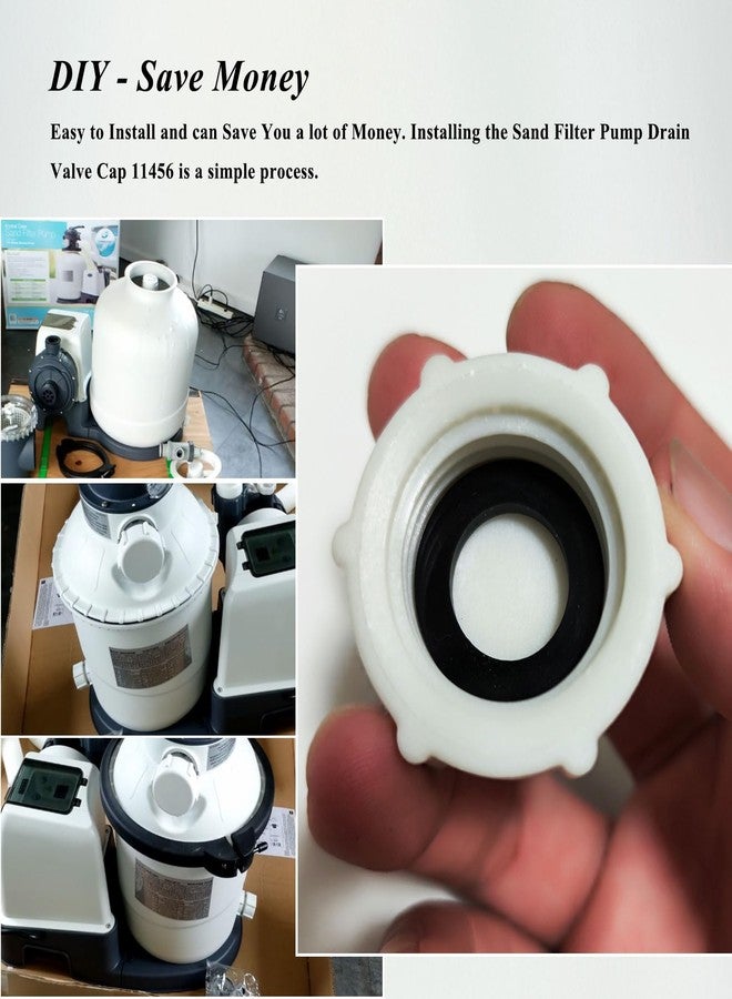 WFCYX Drain Valve Cap Compatible with Intex Pools 11456 & 11385 Sand Filter Drain Cap with O-Ring for Above Ground Pool, Drain Plug Cap for Sand Filter Pumps and Combo Replacement Parts,SF90110-1,SF60110-2 - Image 5