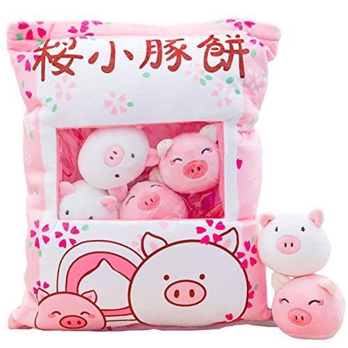 REFAHB Cute Throw Pillow Stuffed Animal Toys Removable Fluffy Piggy Creative Gifts for Teens Girls Kids - Image 1
