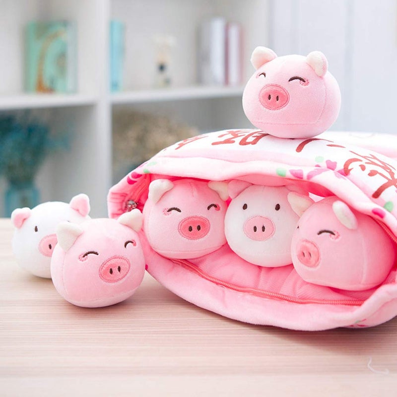REFAHB Cute Throw Pillow Stuffed Animal Toys Removable Fluffy Piggy Creative Gifts for Teens Girls Kids - Image 3