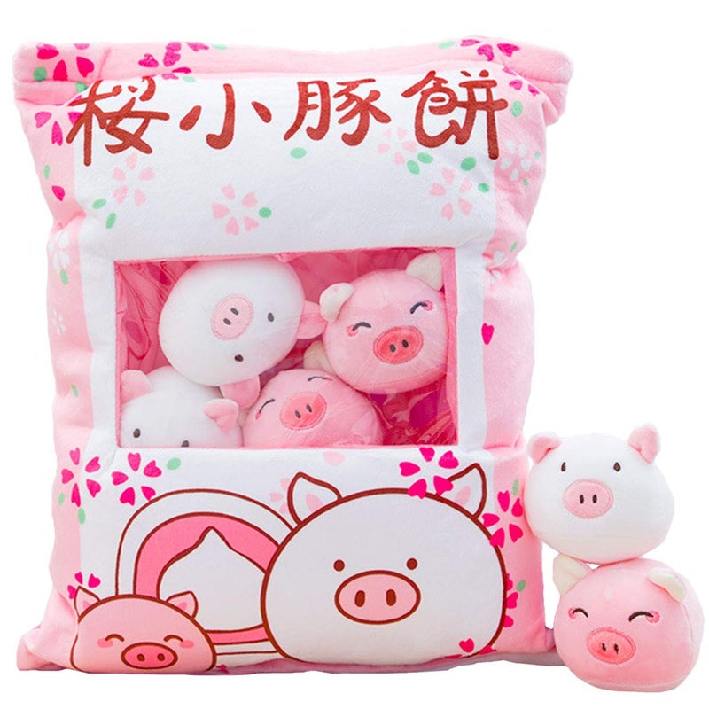 REFAHB Cute Throw Pillow Stuffed Animal Toys Removable Fluffy Piggy Creative Gifts for Teens Girls Kids - Image 2
