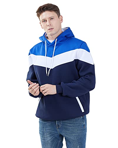 Mooncolour Mens Novelty Color Block Hoodies Cozy Sport Autumn Outwear Dark Blue US Medium Dark Blue US Medium - Image 4