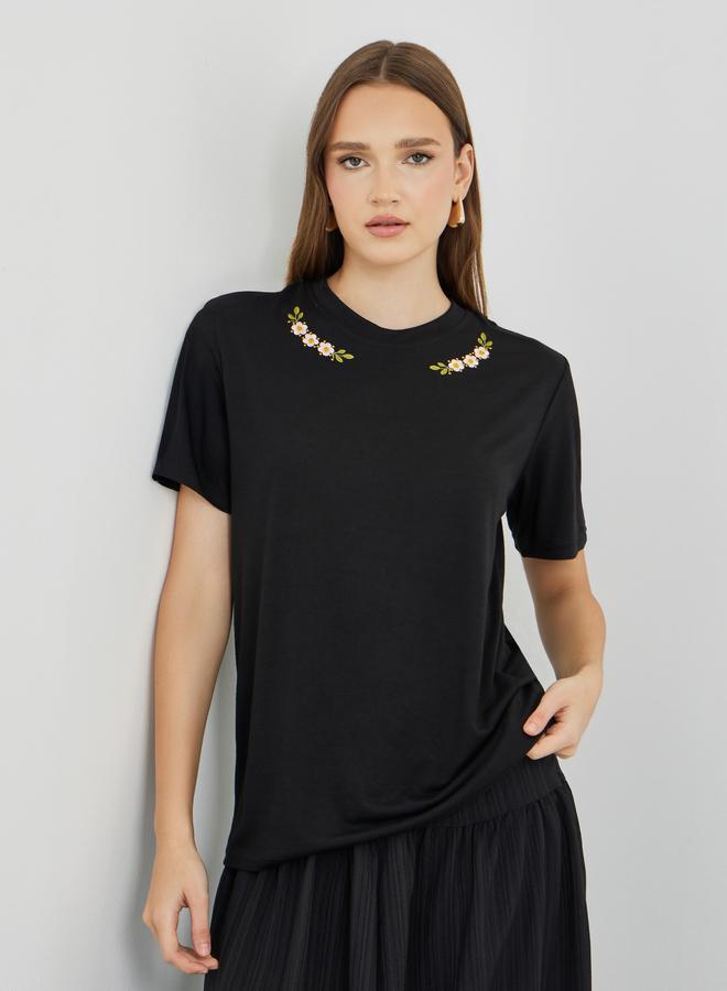 Take Two Embroidery Detail Oversized T-Shirt - Image 1