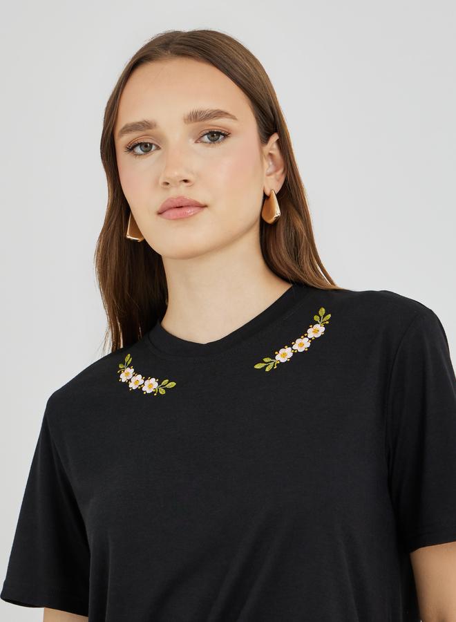 Take Two Embroidery Detail Oversized T-Shirt - Image 3