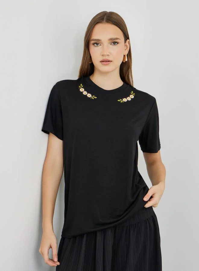 Take Two Take Two Embroidery Detail Oversized T-Shirt