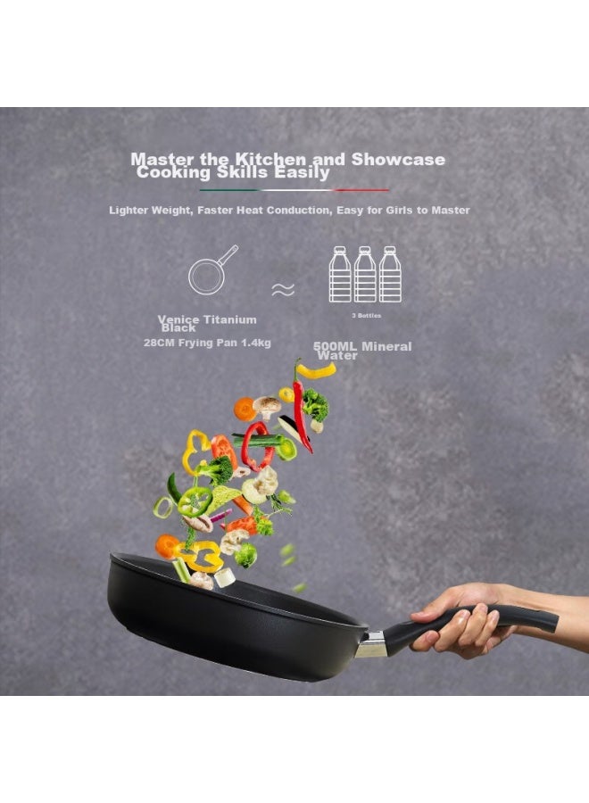 Ballarini Non-stick Pan, Compatible With Induction Cooker, Deep Frying Pan, Titanium Non-stick Pan, Flat Bottom Steak And Barbecue Pan, 28cm, Suitable For Gas Stoves - Image 4