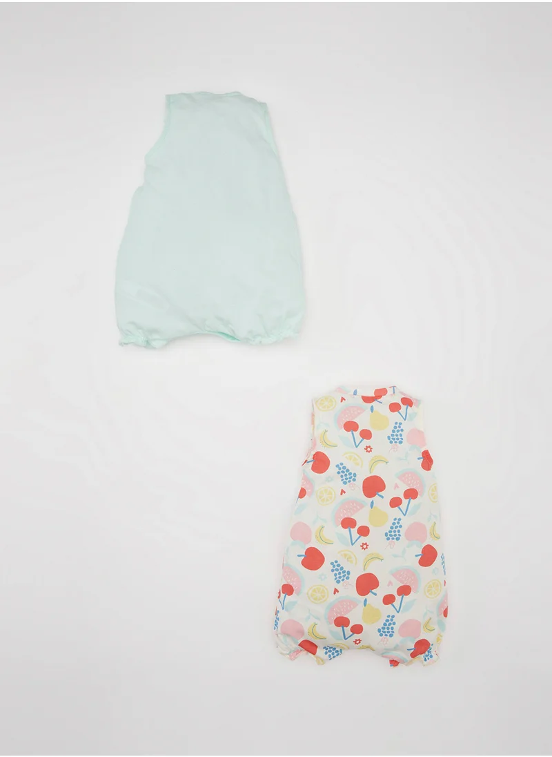 ديفاكتو Newborn Printed Cotton 2-Pack Sleeveless Romper