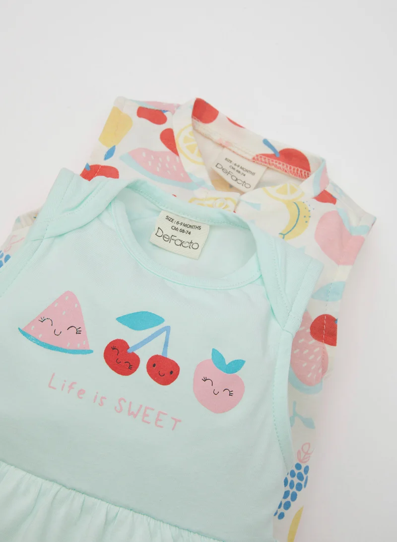 DeFacto Newborn Printed Cotton 2-Pack Sleeveless Romper