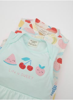 DeFacto Newborn Printed Cotton 2-Pack Sleeveless Romper  - Image 3