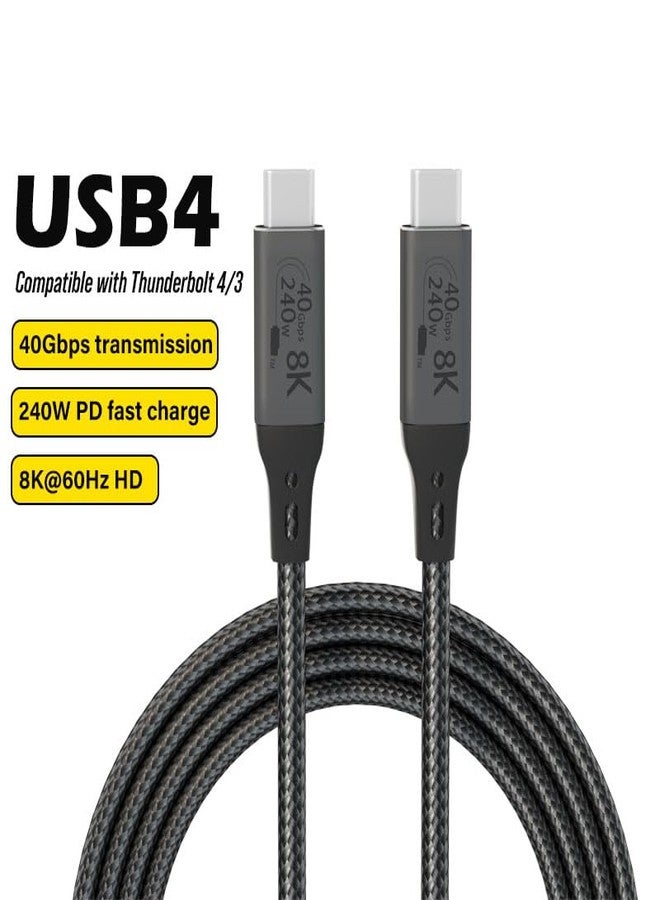 Vebner كابل Vebner بطول 6 أقدام USB4 متوافق مع Thunderbolt 3 وThunderbolt 4 وUSB-C - يدعم عرض 8K HD، نقل بيانات بسرعة 40 جيجابت في الثانية، شحن بقوة 240 واط - Image 2