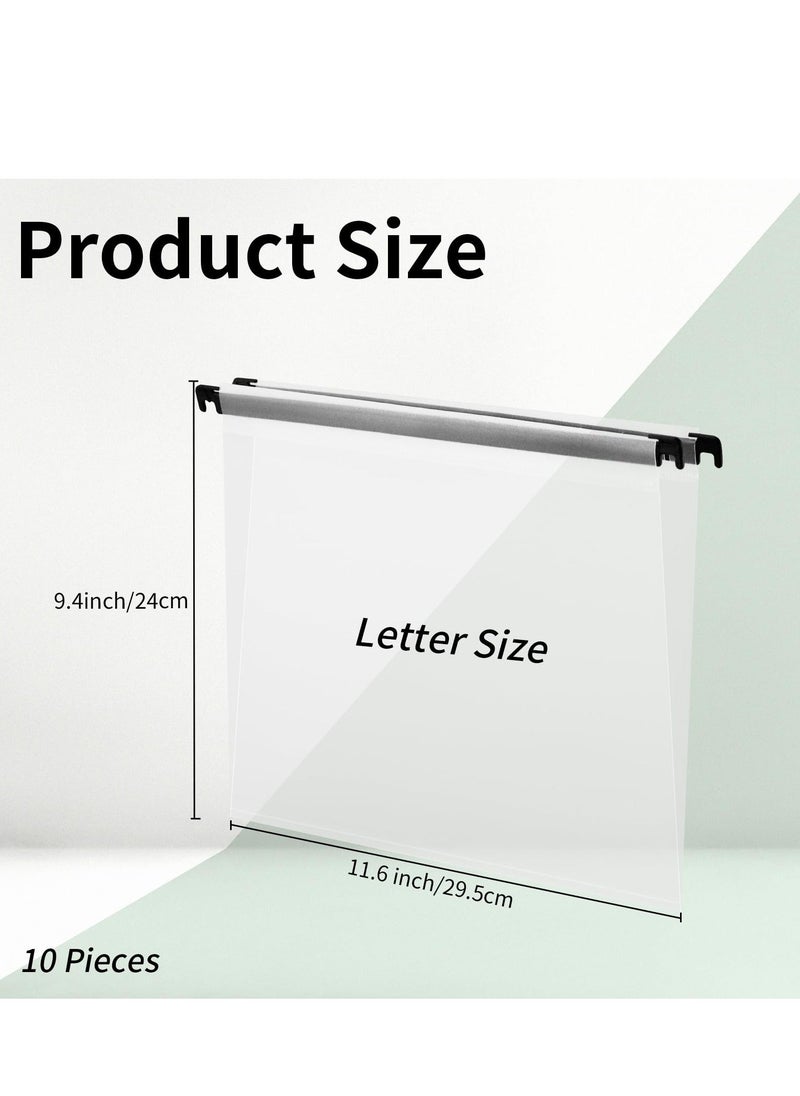 10 Pack Letter Size Clear Hanging File Folder with Tab Cabinet Dividers Organize and Protect Your Documents Transparent Hanging File Folder for File Cabinets Document Filing for Office School