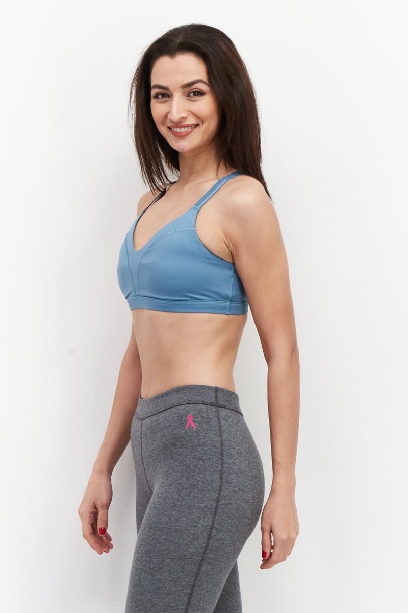 PUMA Women Padded Sports Bra, Teal Blue - Image 4