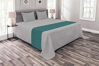 Ambesonne Ambesonne Teal Bed Runner, Abstract Line Art Modern Expressionist Design Water Drop Pattern in Various Sizes,  - Image 1