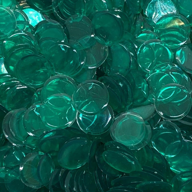 Mr Chips Plastic Bingo Chips for Games 150 Count Bag - Solid and Transparent Colors Counting Green 3/4 Inch - Image 1