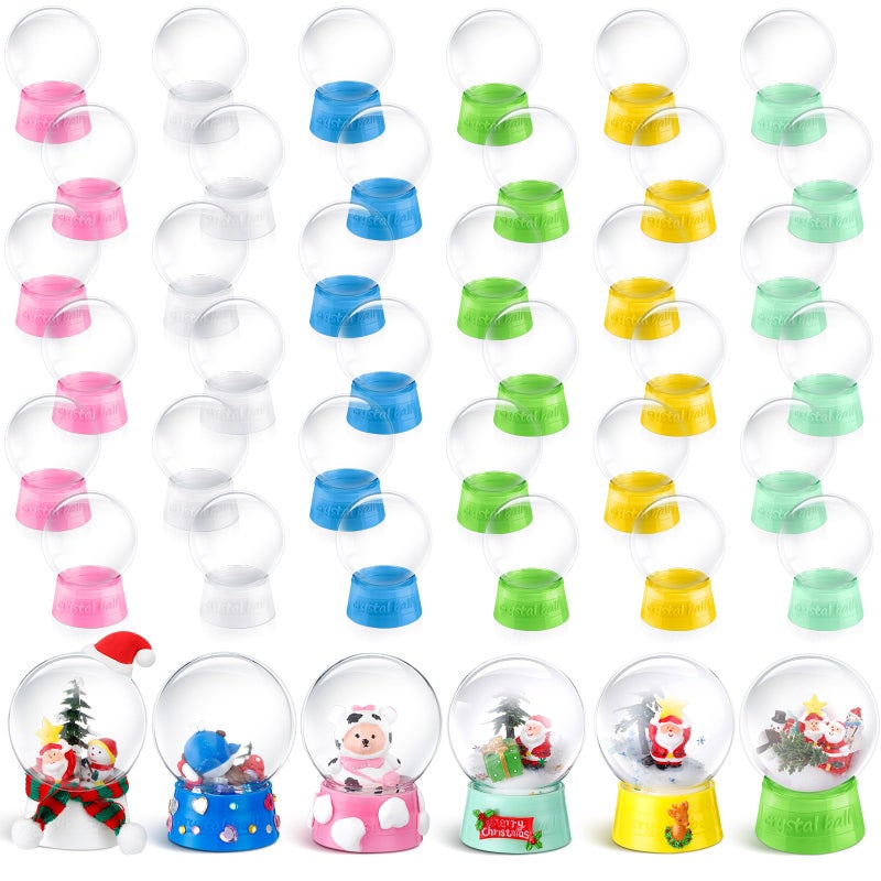 Mifoci مجموعة ميفوسي 36 قطعة كرات ثلجية بلاستيكية شفافة 4 بوصات لعيد الميلاد قابلة للتعبئة مع غطاء قابل للفك علبة عرض تذكار للحرف اليدوية زينة للأطفال ديكور منزلي