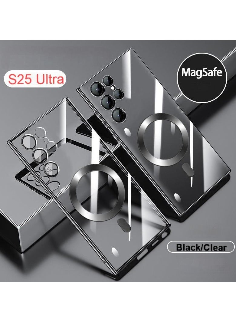 Bobo Case Cover Black for Samsung Galaxy S25 Ultra with Support Magsafe Charger Charging Thin Shockproof Full Protection Plating Anti-Scratch Slim Thin Case Cover - Image 1