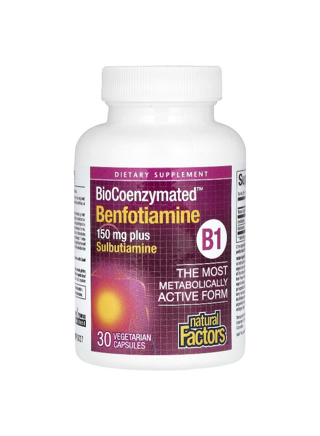 Natural Factors, Benfotiamine plus Sulbutiamine, 30 Vegetarian Capsules
