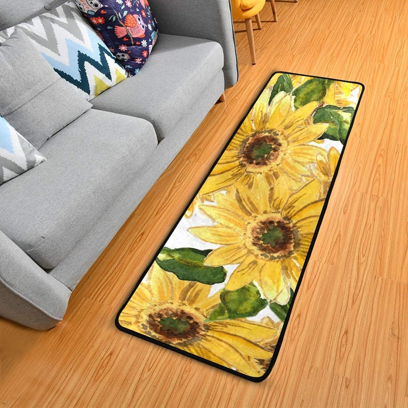 Blooming Sunflowers Kitchen Rugs NonSlip Soft Doormats Bath Carpet Floor Runner Area Rugs for Home Dining Living Room Bedroom 72 X 24