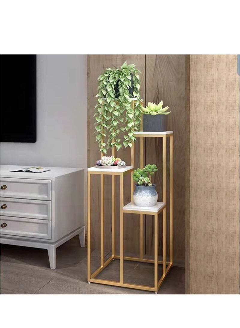 LINGWEI Metal Plant Stand With Marble Surface Multicolour 30x100x30cm - Image 1