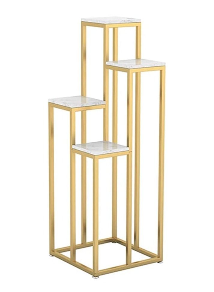 LINGWEI Metal Plant Stand With Marble Surface Multicolour 30x100x30cm - Image 2
