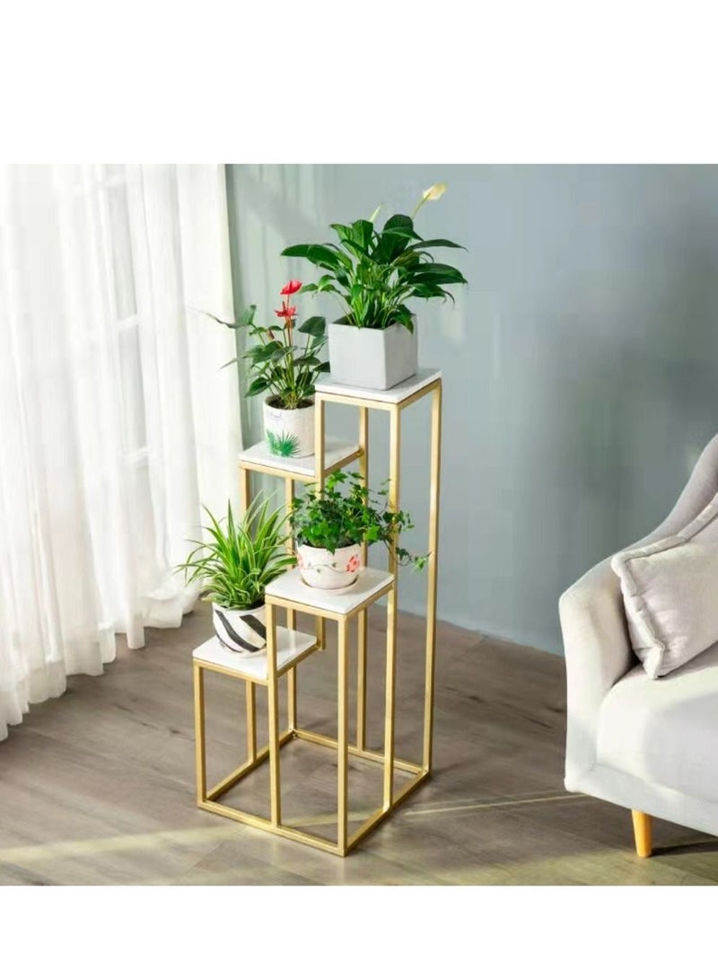 LINGWEI Metal Plant Stand With Marble Surface Multicolour 30x100x30cm - Image 3