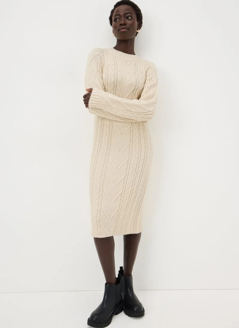 Matalan Cream Maxi Knitted Cable Dress