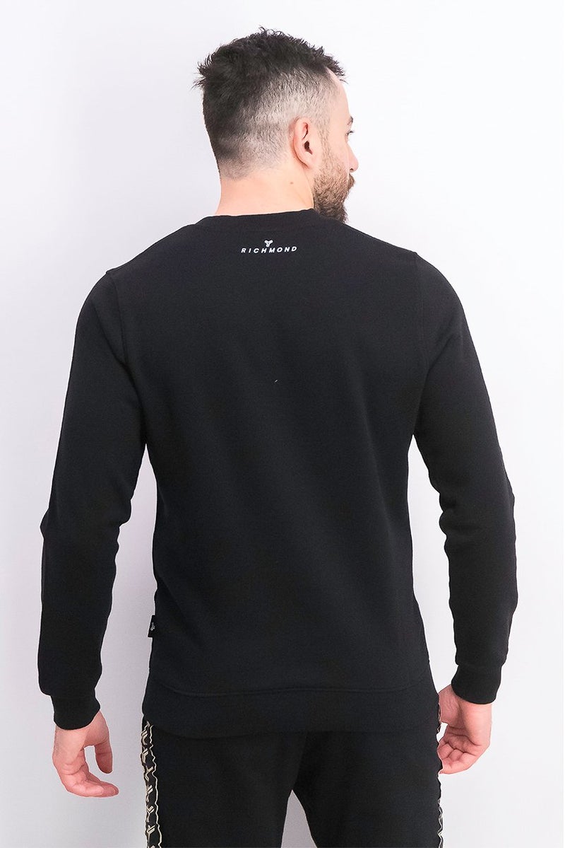 JOHN RICHMOND Men Sportswear Fit Long Sleeves Training Sweater, Black Combo - Image 2