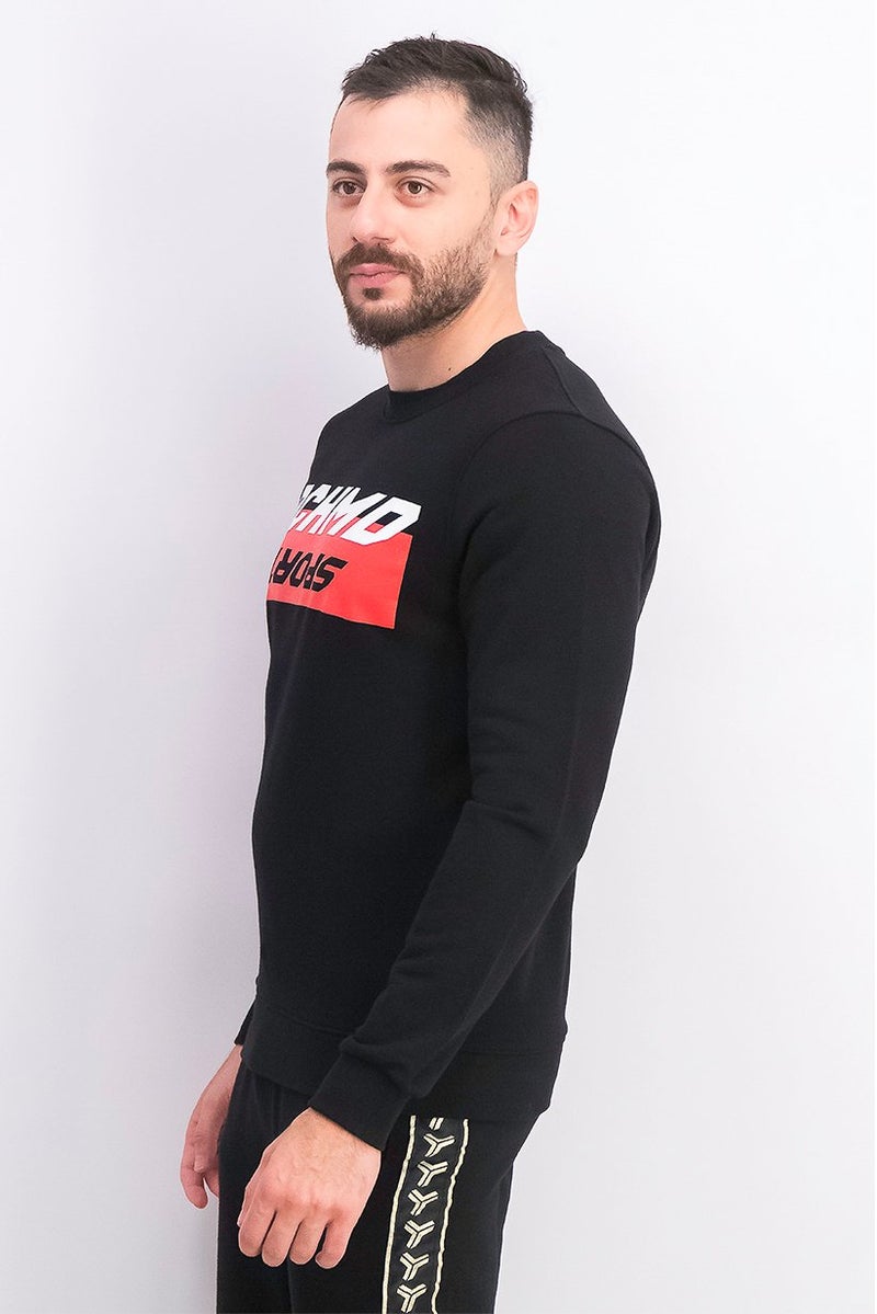 JOHN RICHMOND Men Sportswear Fit Long Sleeves Training Sweater, Black Combo - Image 4