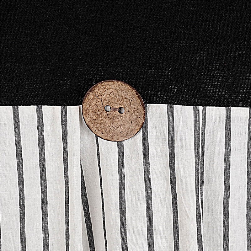 DOSLY IDÃ‰ES Farmhouse Black Shower Curtain, Beige and Black Stripe, Button Curtain, Linen and Cotton Woven Fabric, Rustic Charm Country Chic Style, 72x72 in - Image 4