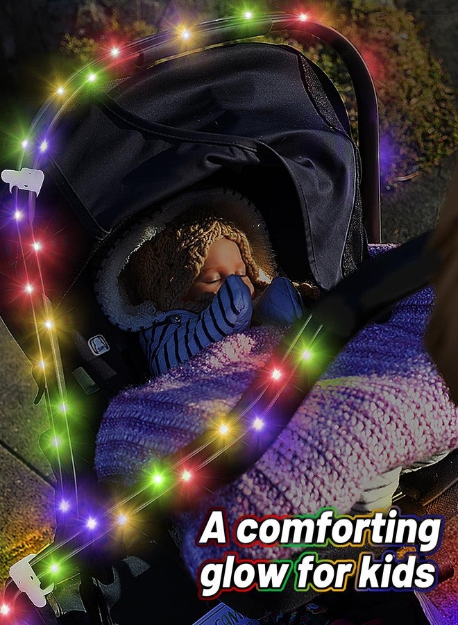 Biubee 16.4FT Durable Baby Stroller Lights for Walking at Night, Make The Stroller Visible, with Cable Ties, LED Lights for Stroller Accessories Bikes, Multicolor - Image 2