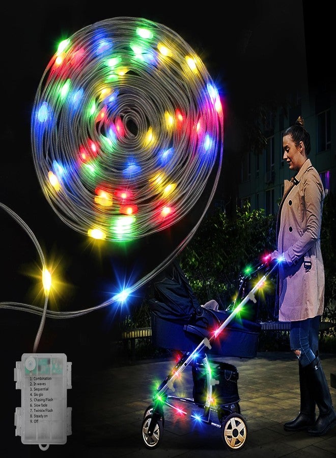 Biubee 16.4FT Durable Baby Stroller Lights for Walking at Night, Make The Stroller Visible, with Cable Ties, LED Lights for Stroller Accessories Bikes, Multicolor - Image 1
