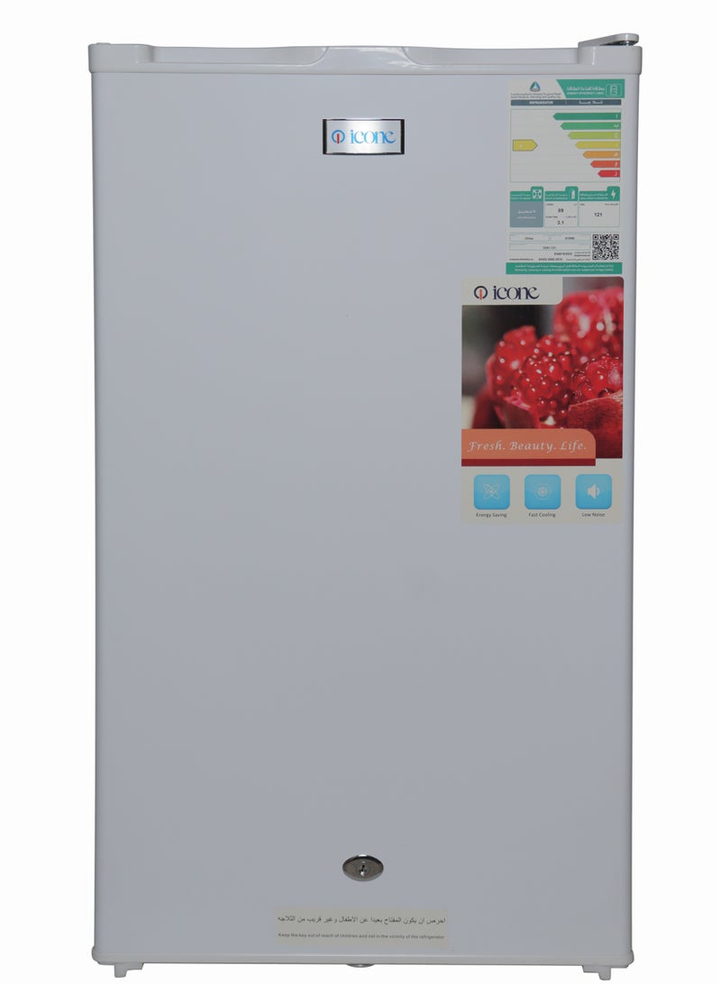 آيكون ثلاجة Icone بسعة 89 لتر موديل ICN1-121 – تصميم أبيض أنيق مع تقنية تبريد متطورة وكفاءة طاقة عالية. - Image 1