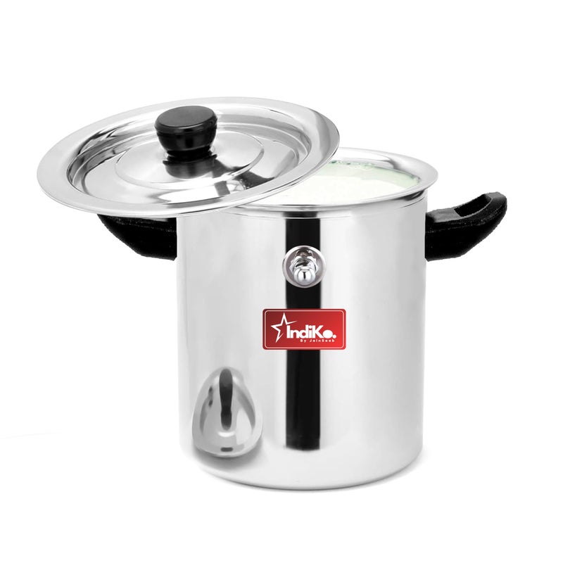 IndiKo By Jainsaab IndiKo 1 Litre Stainless Steel Double Wall Milk Boiler/Milk Pot/Milk Cooker Premium with Handle, Lid, Knob, Whistle & Funnel (1 Litre (Small)) - Image 1