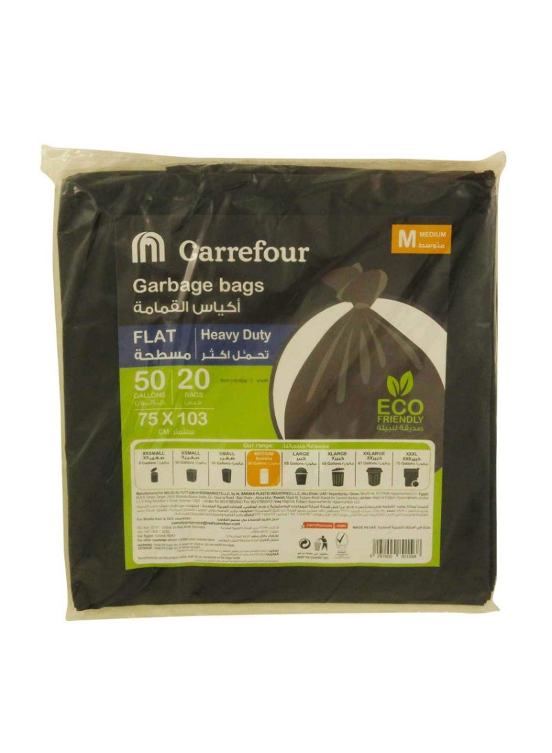 Carrefour Bio 50 Gallon Flat Heavy Duty Medium Black 20 Garbage Bags 